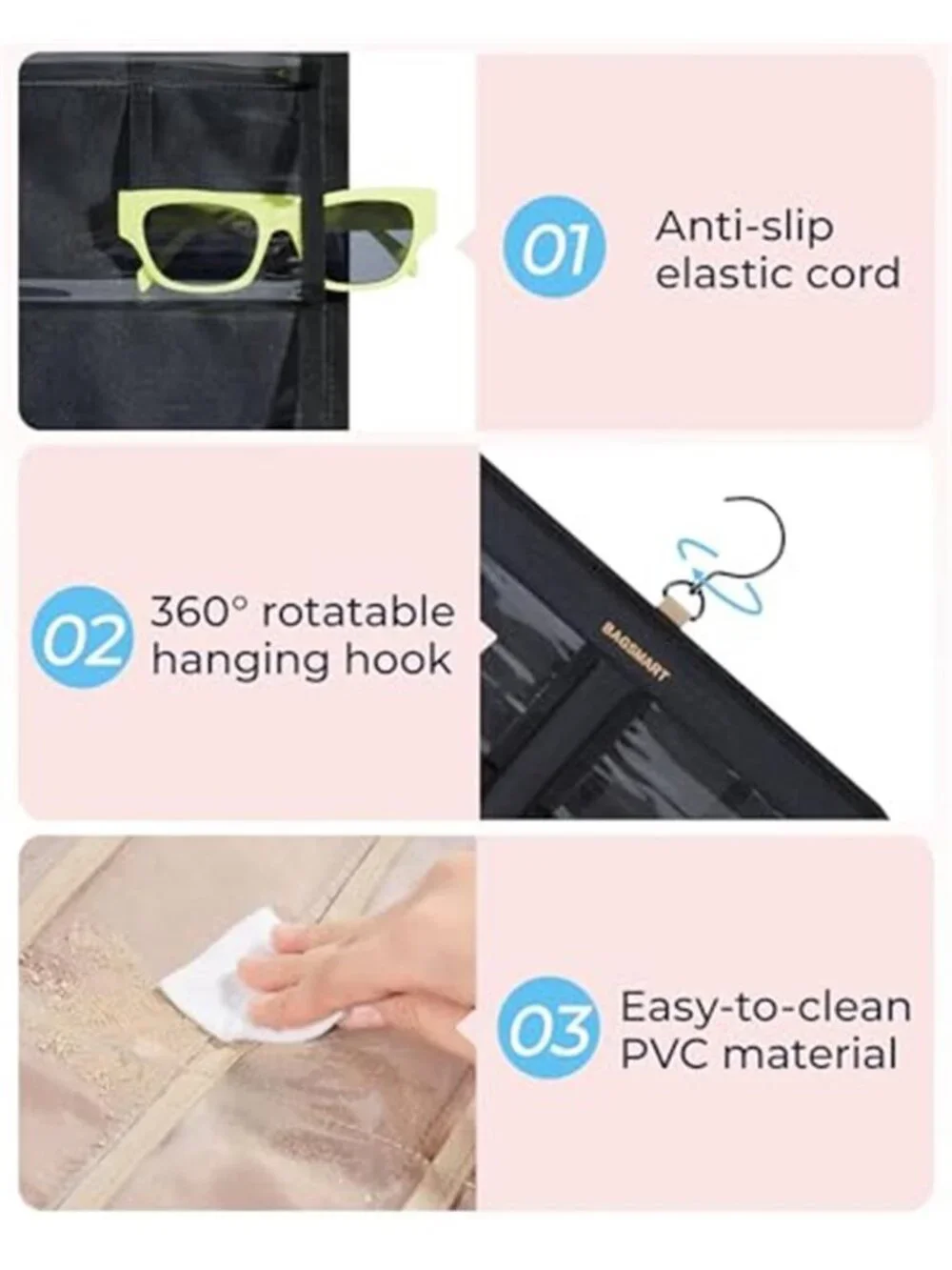 Wall Mounted Sunglasses Organizer 32 Slot Hanging Eyeglass Storage Display Rack